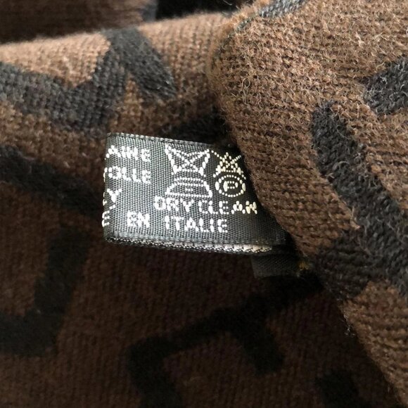 FENDI - Brown Black Wool Scarf 210-051325 - Picture 5 of 6